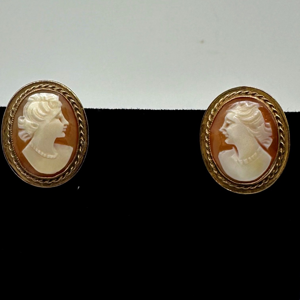 Vintage Women Carved Shell Earrings 40$